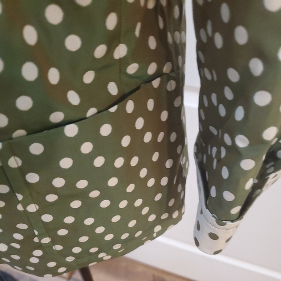 Akris Punto Green Polka Dot Cotton Snap Blazer Size US 10 - Picture 8 of 10